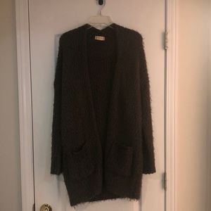 Dark green long cardigan